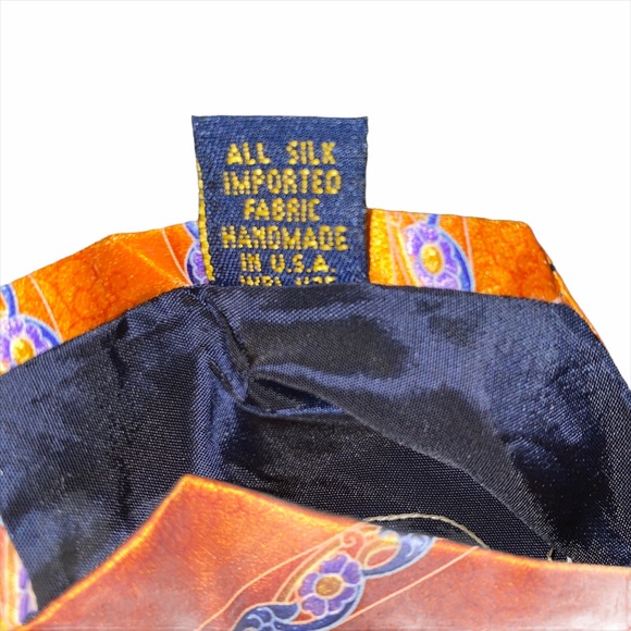 Faberge 100% Silk Tie Orange & Blue - Picture 5 of 5